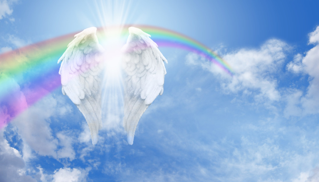 Rainbow Angel Wings in the clouds Banner